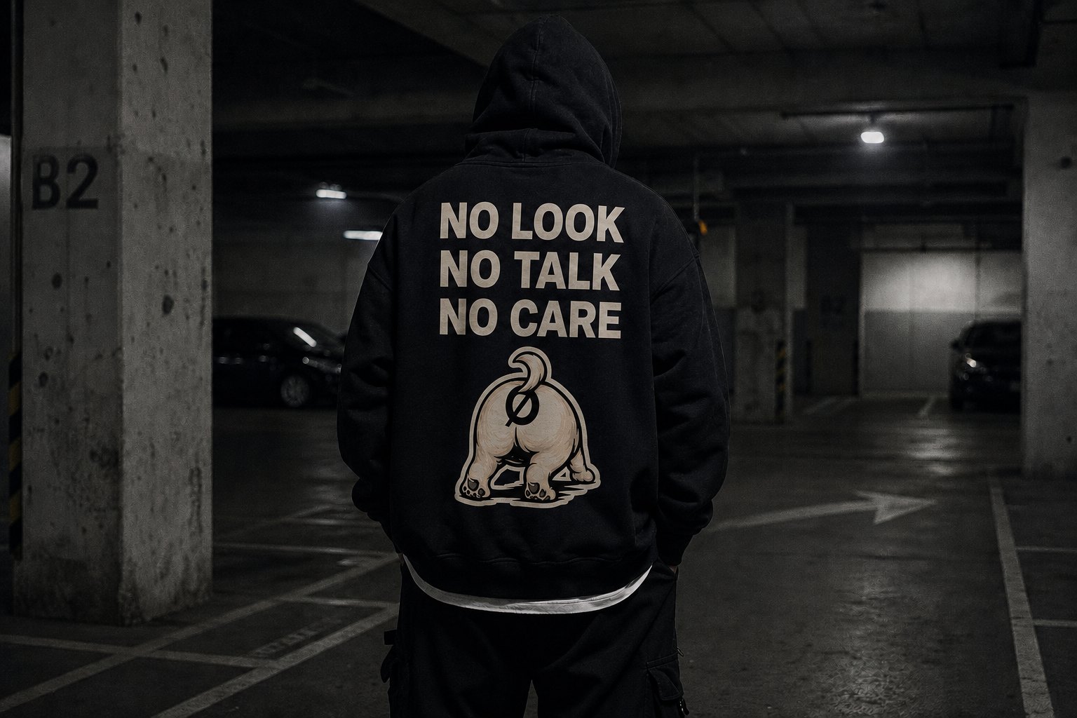 NØBRK Drop 01 campaign in an underground garage